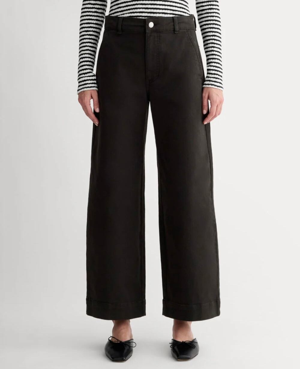 NWT Everlane The Utility Wide-Leg High-Rise Black Denim Jeans Size 6 Regular